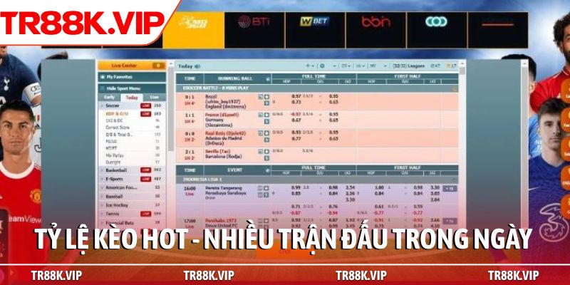Tỷ lệ kèo hot - nhiều trận đấu trong ngày Tỷ lệ kèo hot - nhiều trận đấu trong ngày